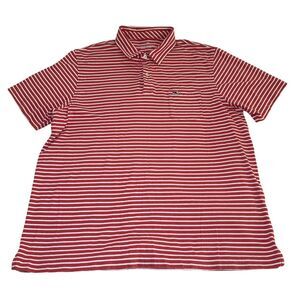 Vineyard Vines Polo Shirt Men Size Large Pink/White Striped Normcore Leisurewear